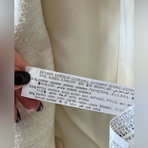 ZARA WOMAN Size XS Textured Cropped Blazer Short Jacket Cream White Gold Buttons - Picture 9 of 13